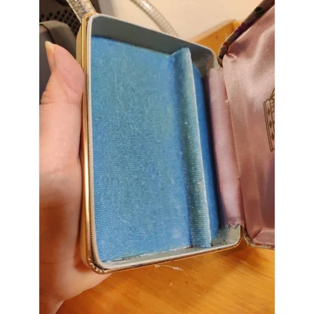 Vintage Hinged Jewelry Box With Floral Pattern ~5.5x3.5